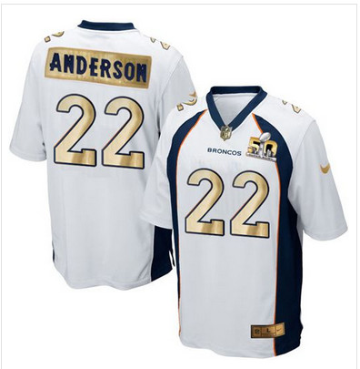 Nike Broncos #22 C.J. Anderson White Men's Stitched NFL Game Super Bowl 50 Collection Jersey Nike Broncos #22 C.J. Anderson White Men's Stitched NFL Game Super Bowl 50 Collection Jersey