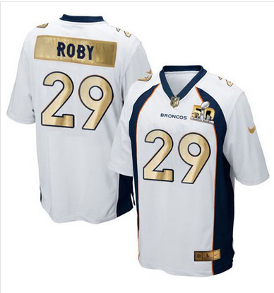 Nike Broncos #29 Bradley Roby White Men's Stitched NFL Game Super Bowl 50 Collection Jersey