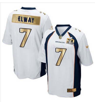 Nike Broncos #7 John Elway White Men's Stitched NFL Game Super Bowl 50 Collection Jersey Nike Broncos #7 John Elway White Men's Stitched NFL Game Super Bowl 50 Collection Jersey