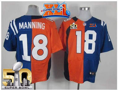 Nike Broncos #18 Peyton Manning OrangeRoyal Blue Super Bowl XLI & Super Bowl 50 Men's Stitched NFL Elite Split Colts Jersey Nike Broncos #18 Peyton Manning OrangeRoyal Blue Super Bowl XLI & Super Bowl 50 Men's Stitched NFL Elite Split Colts Jersey