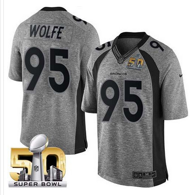 Nike Broncos #95 Derek Wolfe Gray Super Bowl 50 Men's Stitched NFL Limited Gridiron Gray Jersey