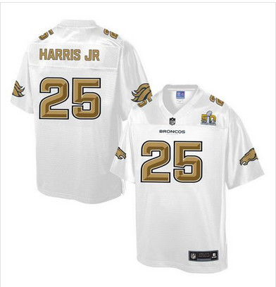 Nike Broncos #25 Chris Harris Jr White Men's NFL Pro Line Super Bowl 50 Fashion Game Jersey