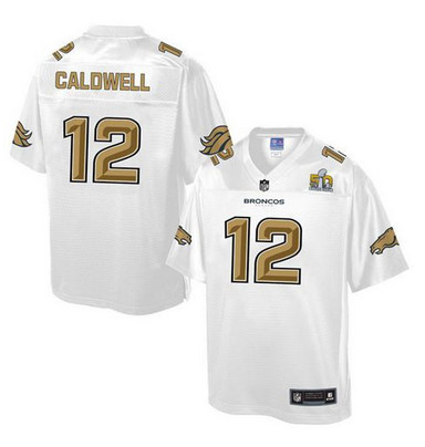 Nike Broncos #12 Andre Caldwell White Men's NFL Pro Line Super Bowl 50 Fashion Game Jersey Nike Broncos #12 Andre Caldwell White Men's NFL Pro Line Super Bowl 50 Fashion Game Jersey