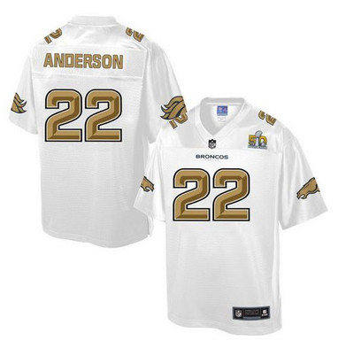 Nike Broncos #22 C.J. Anderson White Men's NFL Pro Line Super Bowl 50 Fashion Game Jersey