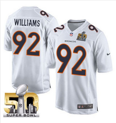 Nike Broncos #92 Sylvester Williams White Super Bowl 50 Men's Stitched NFL Game Event Jersey