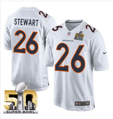 Nike Broncos #26 Darian Stewart White Super Bowl 50 Men's Stitched NFL Game Event Jersey