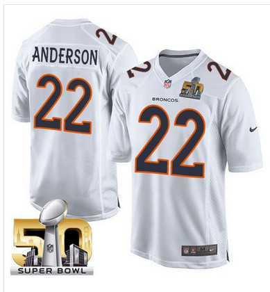 Nike Broncos #22 C.J. Anderson White Super Bowl 50 Men's Stitched NFL Game Event Jersey Nike Broncos #22 C.J. Anderson White Super Bowl 50 Men's Stitched NFL Game Event Jersey