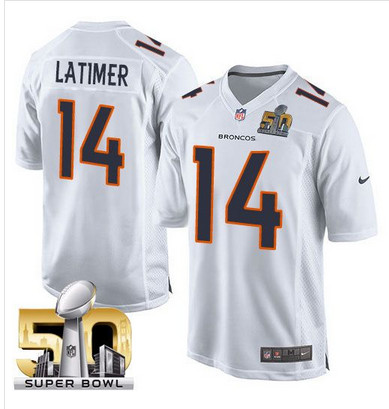 Nike Broncos #14 Cody Latimer White Super Bowl 50 Men's Stitched NFL Game Event Jersey Nike Broncos #14 Cody Latimer White Super Bowl 50 Men's Stitched NFL Game Event Jersey
