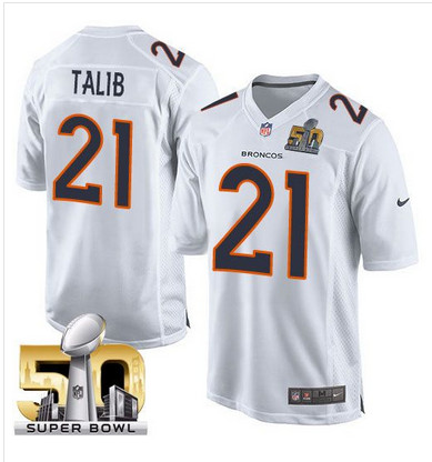 Nike Broncos #21 Aqib Talib White Super Bowl 50 Men's Stitched NFL Game Event Jersey Nike Broncos #21 Aqib Talib White Super Bowl 50 Men's Stitched NFL Game Event Jersey