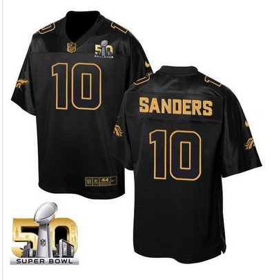 Nike Broncos #10 Emmanuel Sanders Black Super Bowl 50 Men's Stitched NFL Elite Pro Line Gold Collection Jersey