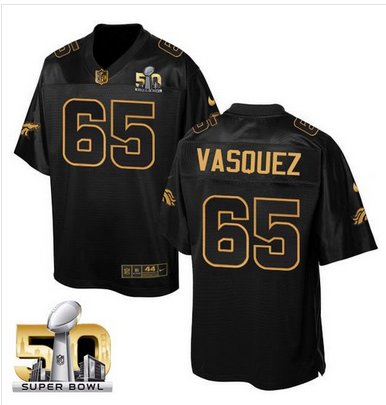 Nike Broncos #65 Louis Vasquez Black Super Bowl 50 Men's Stitched NFL Elite Pro Line Gold Collection Jersey