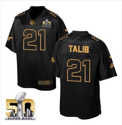 Nike Broncos #21 Aqib Talib Black Super Bowl 50 Men's Stitched NFL Elite Pro Line Gold Collection Jersey