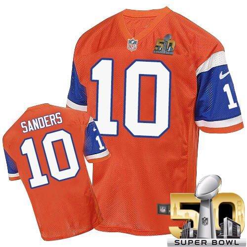 Nike Broncos #10 Emmanuel Sanders Orange Throwback Super Bowl 50 Men's Stitched NFL Elite Jersey Nike Broncos #10 Emmanuel Sanders Orange Throwback Super Bowl 50 Men's Stitched NFL Elite Jersey