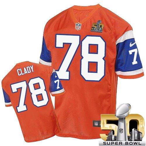 Nike Broncos #78 Ryan Clady Orange Throwback Super Bowl 50 Men's Stitched NFL Elite Jersey Nike Broncos #78 Ryan Clady Orange Throwback Super Bowl 50 Men's Stitched NFL Elite Jersey