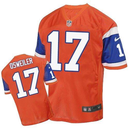 Nike Broncos #17 Brock Osweiler Orange Throwback Men's Stitched NFL Elite Jersey Nike Broncos #17 Brock Osweiler Orange Throwback Men's Stitched NFL Elite Jersey