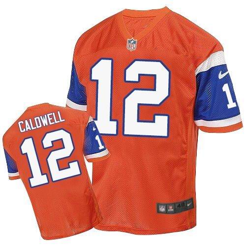 Nike Broncos #12 Andre Caldwell Orange Throwback Men's Stitched NFL Elite Jersey Nike Broncos #12 Andre Caldwell Orange Throwback Men's Stitched NFL Elite Jersey