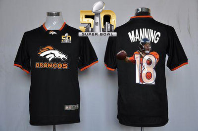 Nike Broncos #18 Peyton Manning Black Super Bowl 50 Men's NFL Game All Star Fashion Jersey Nike Broncos #18 Peyton Manning Black Super Bowl 50 Men's NFL Game All Star Fashion Jersey