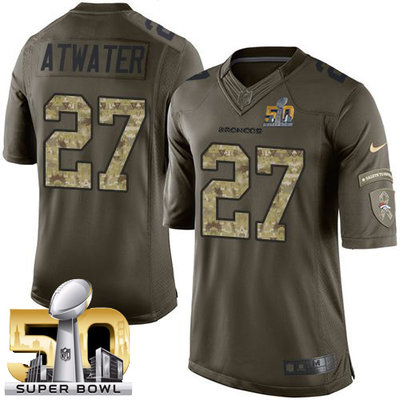 Nike Broncos #27 Steve Atwater Green Super Bowl 50 Men's Stitched NFL Limited Salute To Service Jersey Nike Broncos #27 Steve Atwater Green Super Bowl 50 Men's Stitched NFL Limited Salute To Service Jersey
