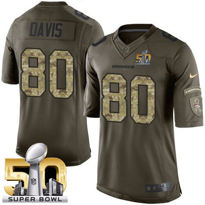 Nike Broncos #80 Vernon Davis Green Super Bowl 50 Men's Stitched NFL Limited Salute To Service Jersey