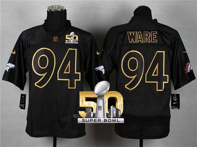 Nike Broncos #94 DeMarcus Ware Black Gold No. Fashion Super Bowl 50 Men's Stitched NFL Elite Jersey Nike Broncos #94 DeMarcus Ware Black Gold No. Fashion Super Bowl 50 Men's Stitched NFL Elite Jersey