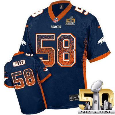 Nike Broncos #58 Von Miller Navy Blue Alternate Super Bowl 50 Men's Stitched NFL Elite Drift Fashion Jersey