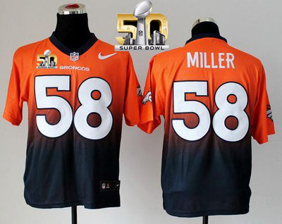 Nike Broncos #58 Von Miller OrangeNavy Blue Super Bowl 50 Men's Stitched NFL Elite Fadeaway Fashion Jersey