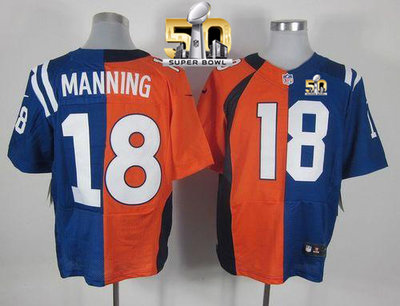 Nike Broncos #18 Peyton Manning OrangeRoyal Blue Super Bowl 50 Men's Stitched NFL Elite Split Colts Jersey Nike Broncos #18 Peyton Manning OrangeRoyal Blue Super Bowl 50 Men's Stitched NFL Elite Split Colts Jersey