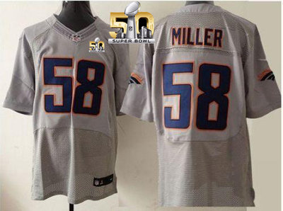 Nike Broncos #58 Von Miller New Grey Shadow Super Bowl 50 Men's Stitched NFL Elite Jersey Nike Broncos #58 Von Miller New Grey Shadow Super Bowl 50 Men's Stitched NFL Elite Jersey