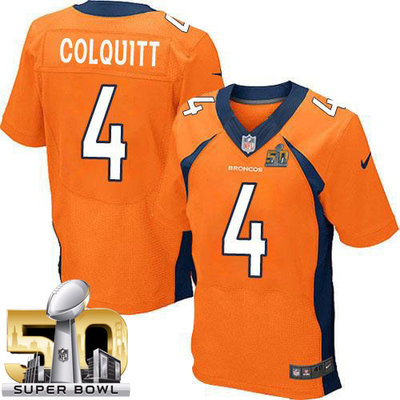 Nike Broncos #4 Britton Colquitt Orange Team Color Super Bowl 50 Men's Stitched NFL New Elite Jersey Nike Broncos #4 Britton Colquitt Orange Team Color Super Bowl 50 Men's Stitched NFL New Elite Jersey