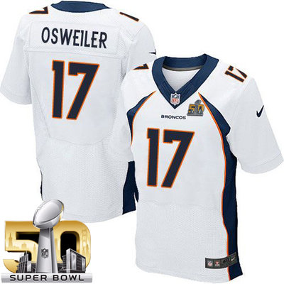 Nike Broncos #17 Brock Osweiler White Super Bowl 50 Men's Stitched NFL New Elite Jersey