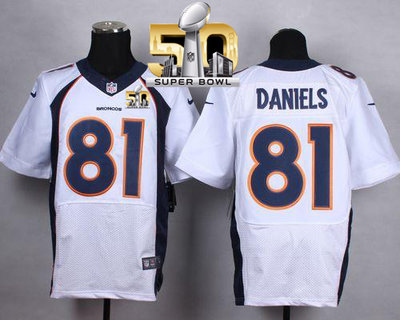 Nike Broncos #81 Owen Daniels White Super Bowl 50 Men's Stitched NFL New Elite Jersey