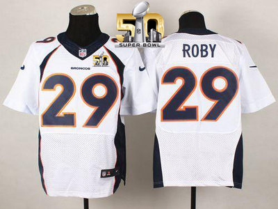 Nike Broncos #29 Bradley Roby White Super Bowl 50 Men's Stitched NFL New Elite Jersey Nike Broncos #29 Bradley Roby White Super Bowl 50 Men's Stitched NFL New Elite Jersey