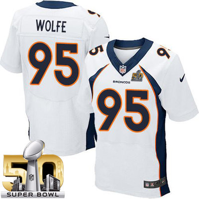 Nike Broncos #95 Derek Wolfe White Super Bowl 50 Men's Stitched NFL New Elite Jersey Nike Broncos #95 Derek Wolfe White Super Bowl 50 Men's Stitched NFL New Elite Jersey