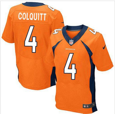 Nike Denver Broncos #4 Britton Colquitt Orange Team Color Men's Stitched NFL New Elite Jersey Nike Denver Broncos #4 Britton Colquitt Orange Team Color Men's Stitched NFL New Elite Jersey