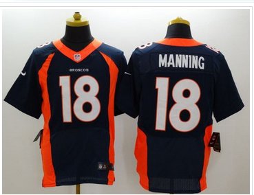 NEW Denver Broncos #18 Peyton Manning Navy Blue Alternate NFL New Elite Jersey