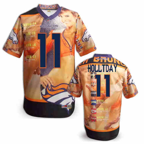 New Denver Broncos #11 Trindon Holliday Team Color NFL Elite Fanatical Version Jerseys