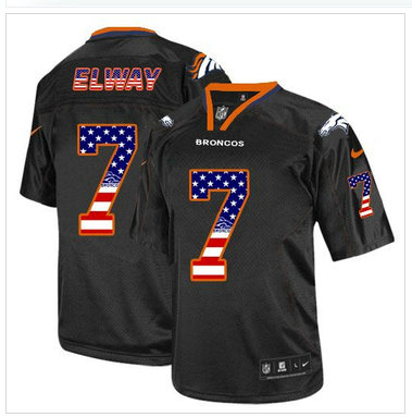 NEW Denver Broncos #7 John Elway Black NFL Elite USA Flag Fashion Jersey