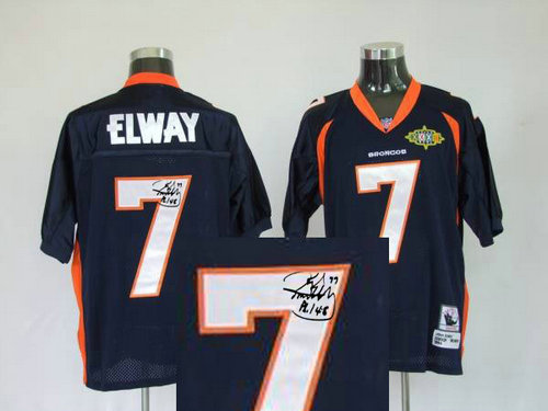 Denver Broncos 7# John Elway Blue Throwback Jersey(Signed Elite) Denver Broncos 7# John Elway Blue Throwback Jersey(Signed Elite)