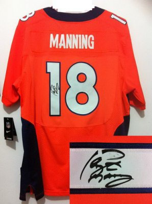 NEW NFL Denver Broncos 18 Peyton Manning Orange Signed Jerseys-Elite NEW NFL Denver Broncos 18 Peyton Manning Orange Signed Jerseys-Elite