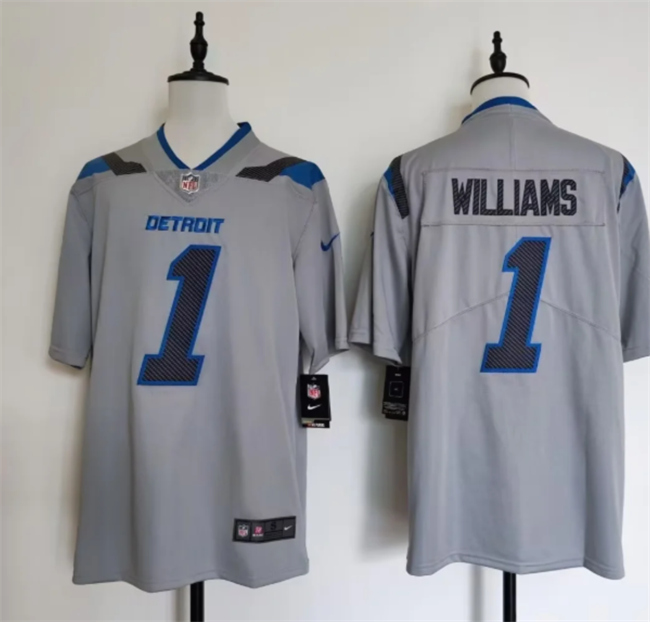 Men's Detroit Lions #1 Jameson Williams Silver 2026 Rivalries Collection Limited Stitched Football Jersey Men's Detroit Lions #1 Jameson Williams Silver 2026 Rivalries Collection Limited Stitched Football Jersey