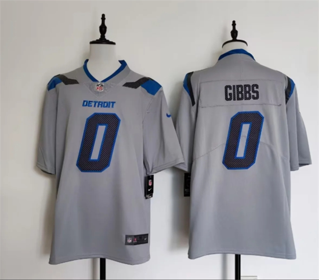 Men's Detroit Lions #0 Jahmyr Gibbs Silver 2026 Rivalries Collection Limited Stitched Football Jersey