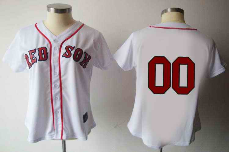 Boston Red Sox Blank White Red Number Women Custom Jerseys Boston Red Sox Blank White Red Number Women Custom Jerseys