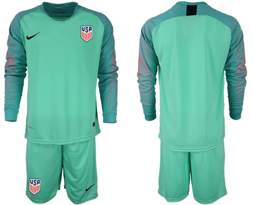 USA Blank Green Long Sleeves Goalkeeper Soccer Country Jersey