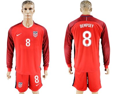USA #8 Dempsey Home Long Sleeves Soccer Country Jersey