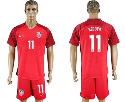 USA #11 Bedoya Red Home Soccer Country Jersey