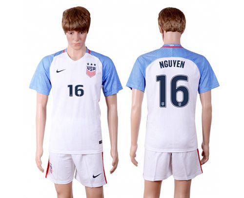 USA #16 Nguyen Home(Three Star) Soccer Country Jersey