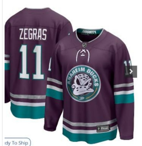 Men's Anaheim Ducks #11 Trevor Zegras Purple Jersey