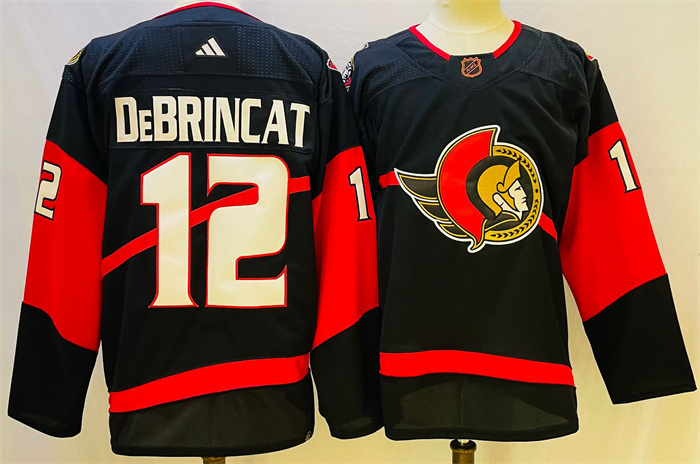 Men's Ottawa Senators #12 Alex DeBrincat Black Stitched Jersey Men's Ottawa Senators #12 Alex DeBrincat Black Stitched Jersey