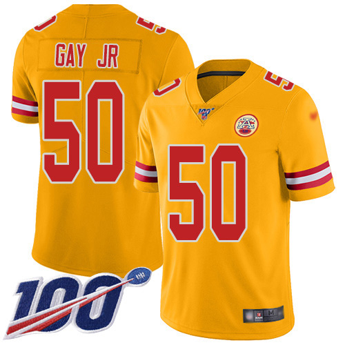 Nike Chiefs #50 Willie Gay Jr. Gold Men's Stitched NFL Limited Inverted Legend 100th Season Jersey Nike Chiefs #50 Willie Gay Jr. Gold Men's Stitched NFL Limited Inverted Legend 100th Season Jersey