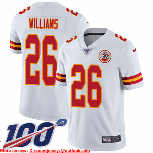 Nike Chiefs #26 Damien Williams White Men's Stitched NFL 100th Season Vapor Untouchable Limited Jersey